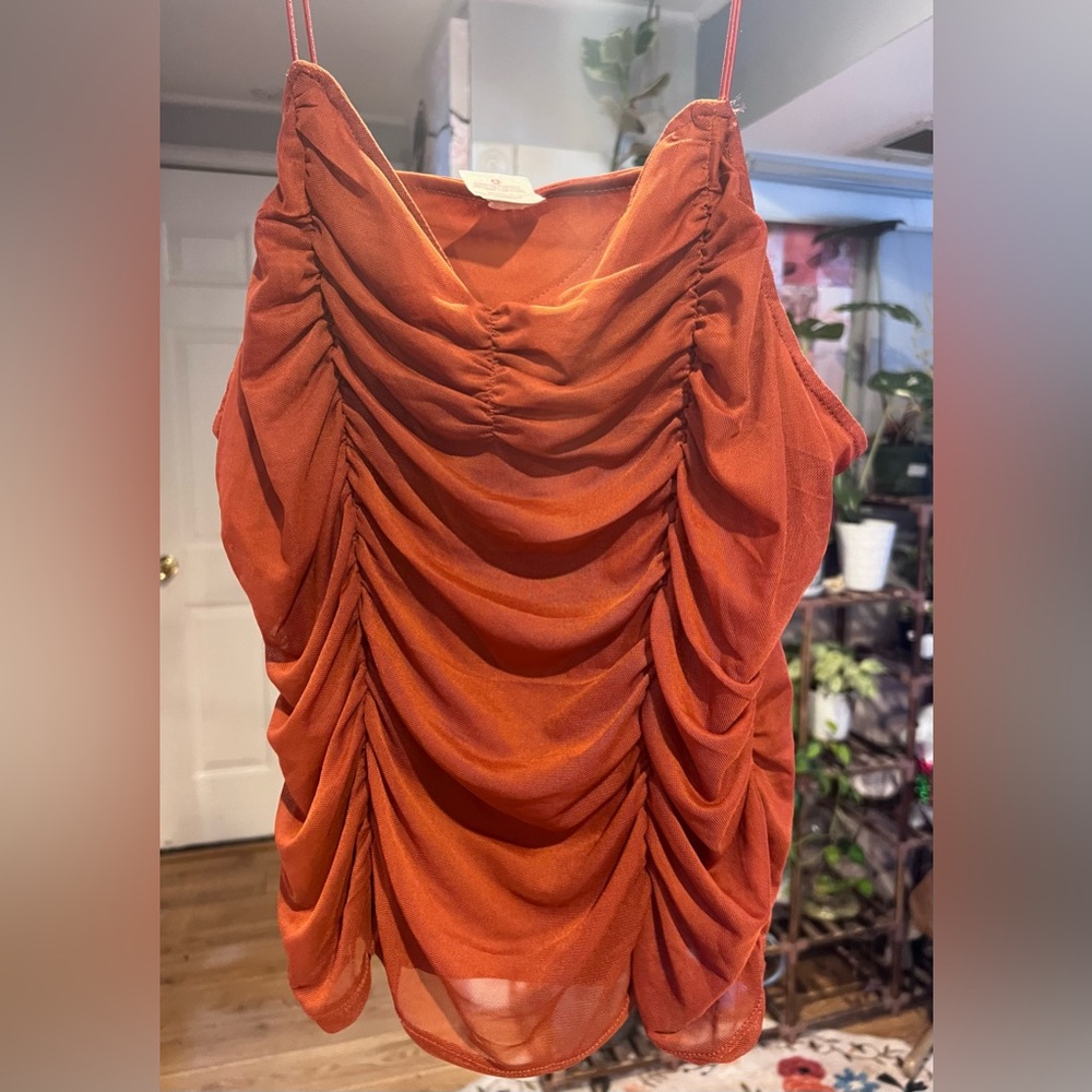 Y2K Red Mesh Tank Top XXL Sheer Club Party Going Out